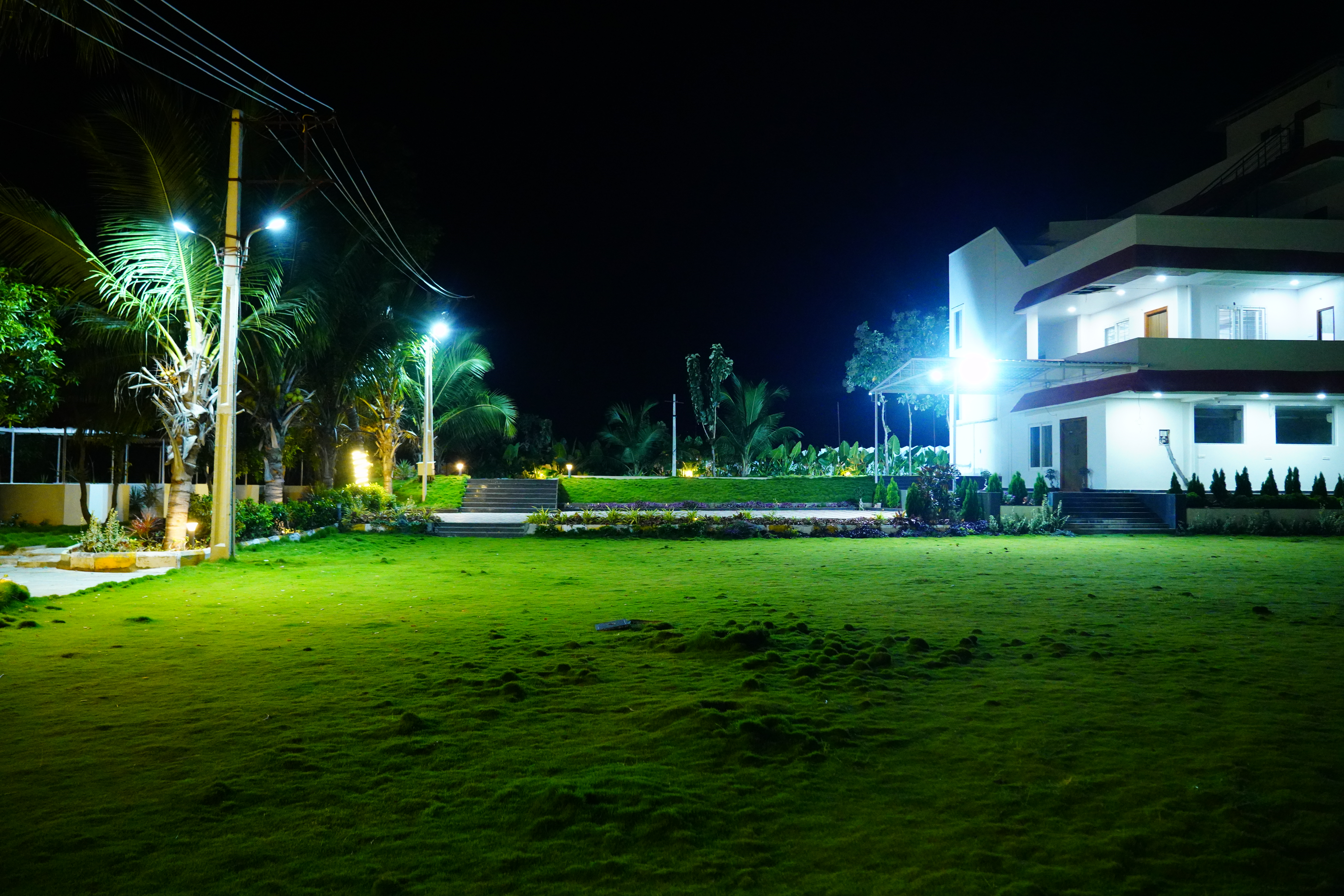 Zen garden with stone features